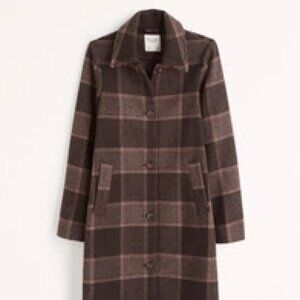 Abercrombie Wool-Blend Mod Coat (Brown Plaid)